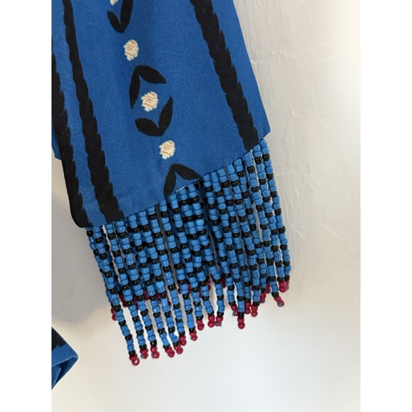 NEW, Farm Rio Palms Paradise Long Sleeve Wrap Minidress  Dress Blue L Large - Picture 3 of 16